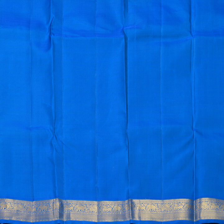 Hayagrivas Handloom Fluorescent Green Kanjivaram Silk Saree with Ananda Blue Border KBF697G1-4