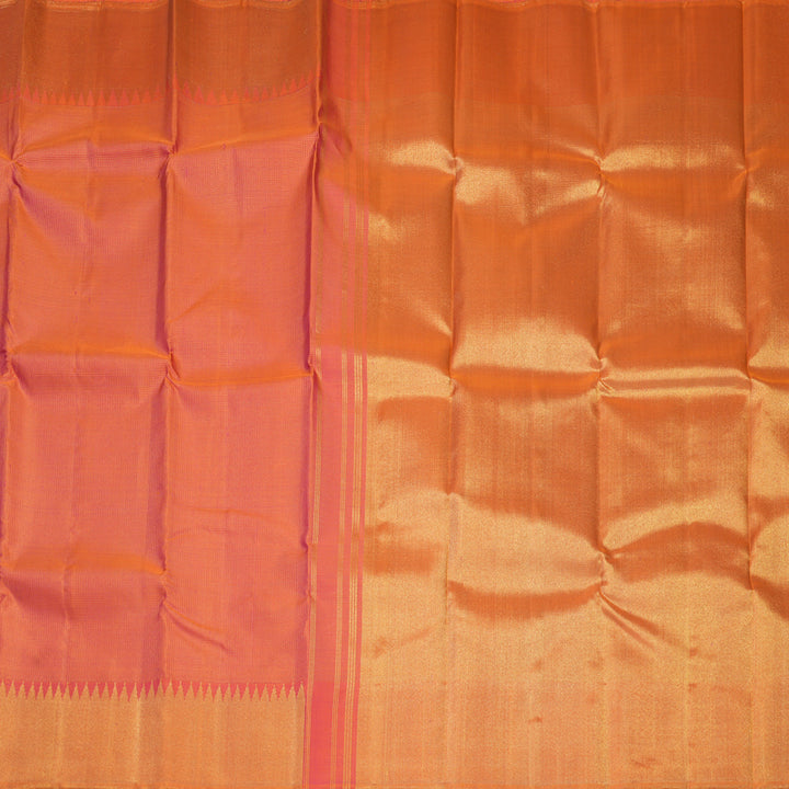 Hayagrivas Handloom Orangish-Pink Kanjivaram Silk Saree KBF698G1-1