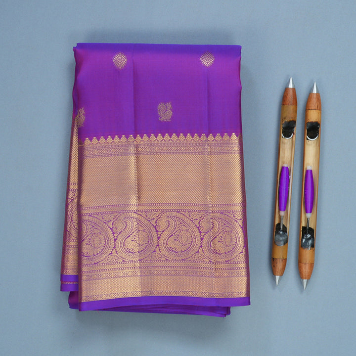 Hayagrivas Handloom Purple Kanjivaram Silk Saree KBF699G1-1