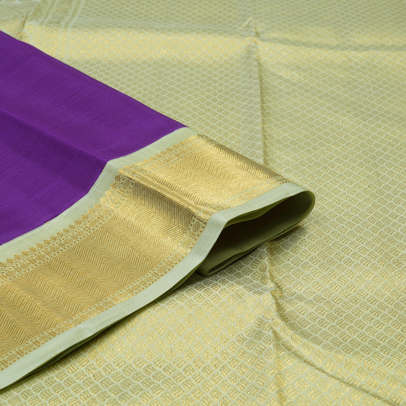Hayagrivas Handloom Purple Kanjivaram Silk Saree with Powder Green Border KBF69D6-1