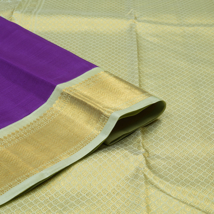 Hayagrivas Handloom Purple Kanjivaram Silk Saree with Powder Green Border KBF69D6-1