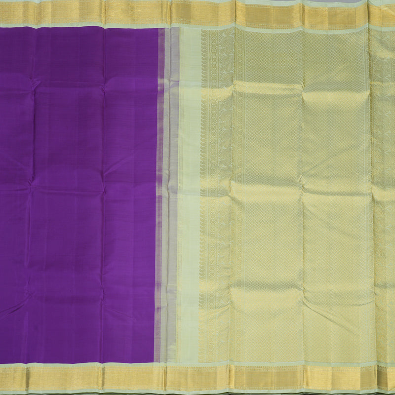 Hayagrivas Handloom Purple Kanjivaram Silk Saree with Powder Green Border KBF69D6-1