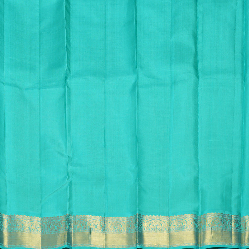 Hayagrivas Handloom Yellow Kanjivaram Silk Saree with Bright Teal Border KBF69D8-1