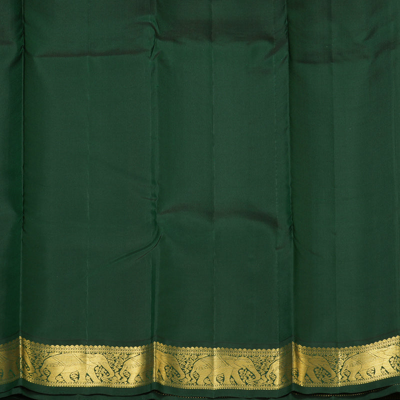 Hayagrivas Handloom Mustard Yellow Kanjivaram Silk Saree with Bottle Green Border KBF6D2-3