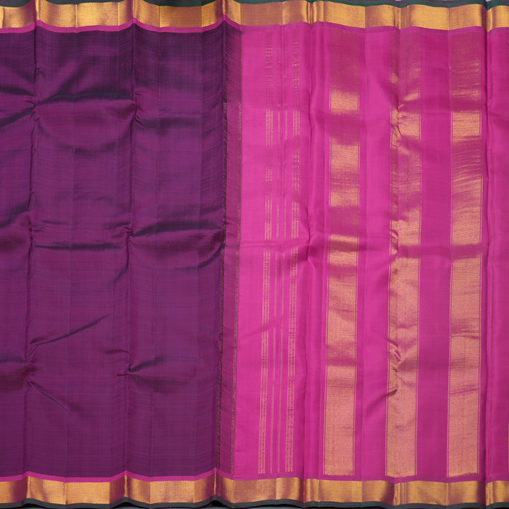 Hayagrivas Handloom Purple Kanjivaram Silk Saree with Rani Pink Border KBF700G1-2
