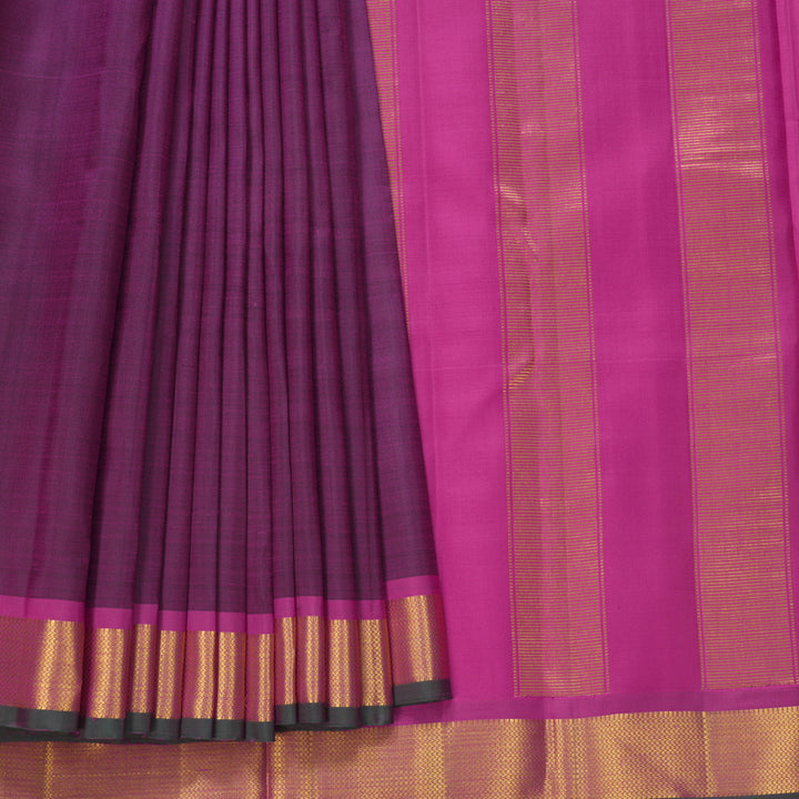 Hayagrivas Handloom Purple Kanjivaram Silk Saree with Rani Pink Border KBF700G1-2