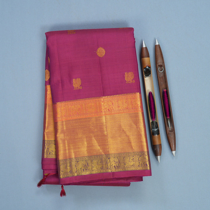 Hayagrivas Handloom Magenta Kanjivaram Silk Saree KBF700G2-2