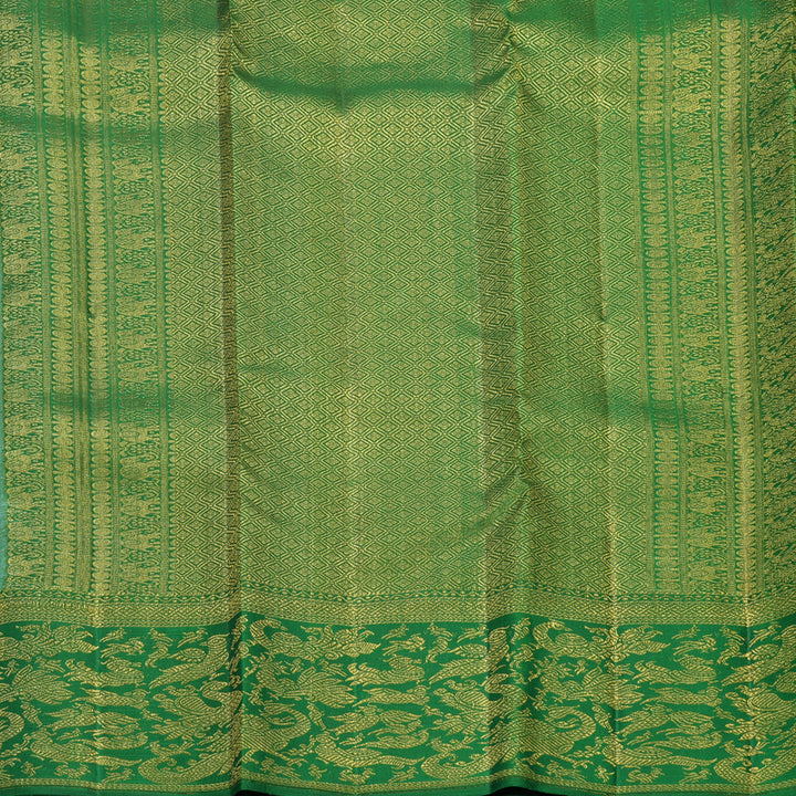 Hayagrivas Handloom Pista Green Kanjivaram Silk Saree with Bottle Green Border KBF701G1-1