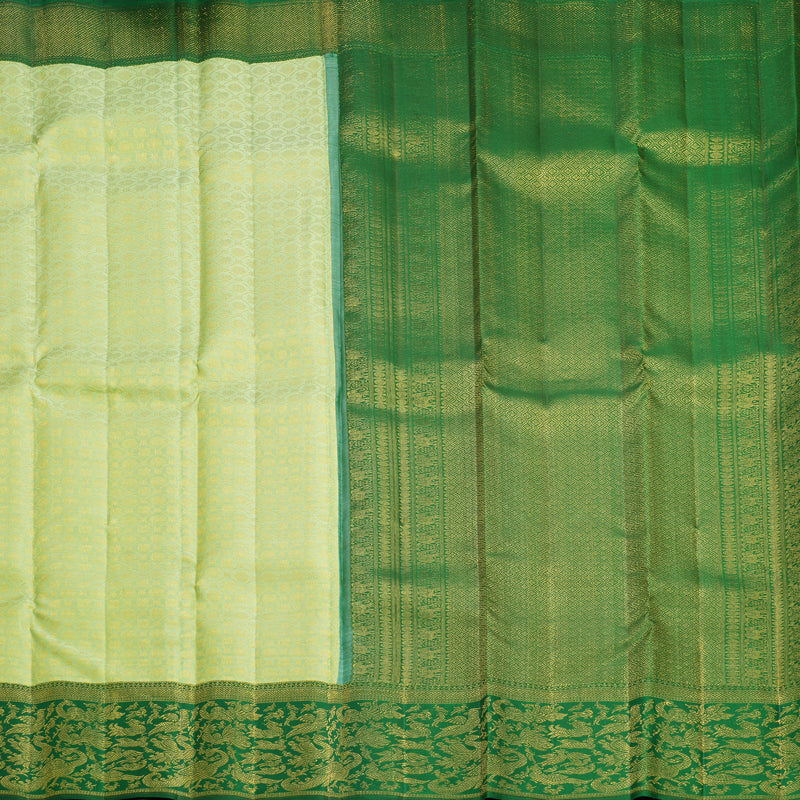 Hayagrivas Handloom Pista Green Kanjivaram Silk Saree with Bottle Green Border KBF701G1-1