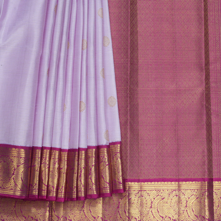 Hayagrivas Handloom Lilac Kanjivaram Silk Saree with Magenta Border KBF701G2-1