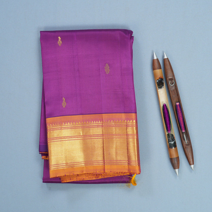 Hayagrivas Purple Pure One-sided border Kanjivaram Silk Saree KBF703G1-12