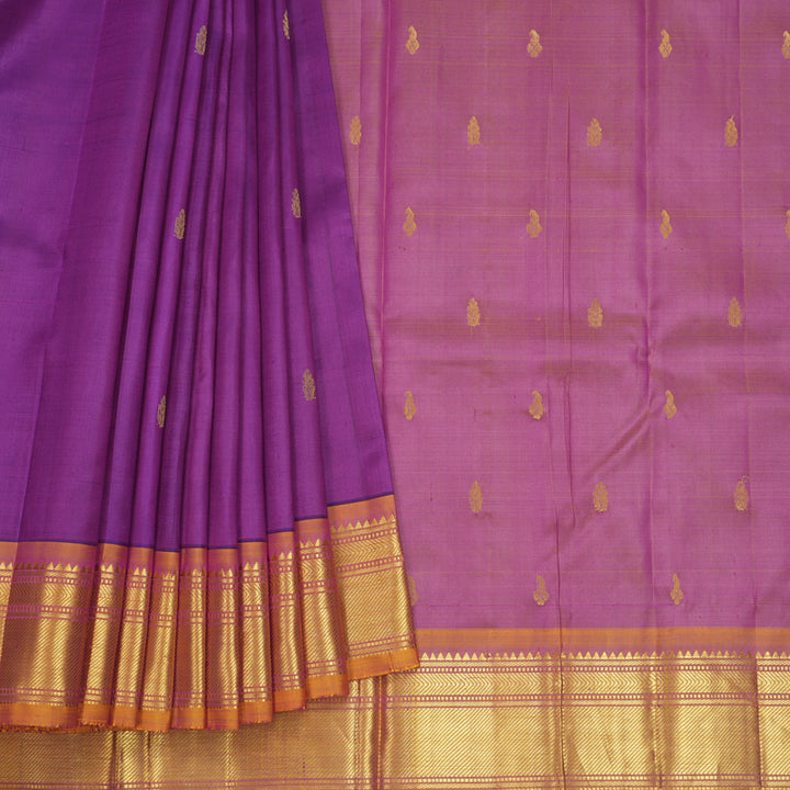 Hayagrivas Purple Pure One-sided border Kanjivaram Silk Saree KBF703G1-12