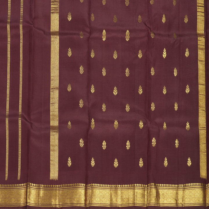 Hayagrivas Coffee Brown Pure One-sided border Kanjivaram Silk Saree KBF703G1-13