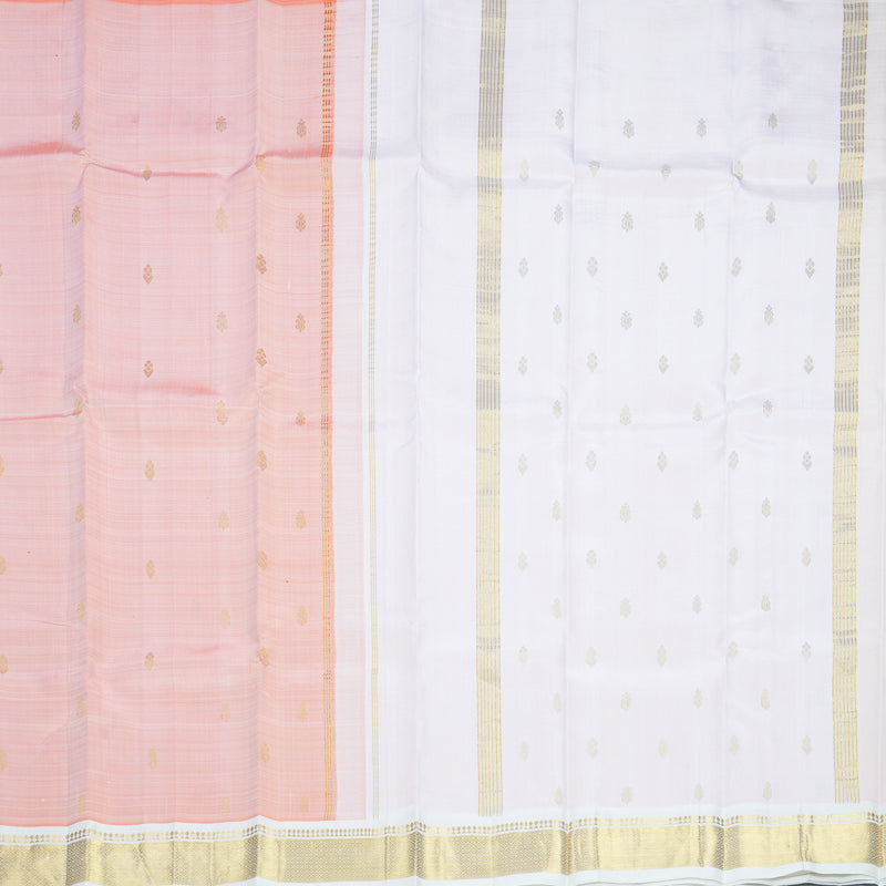 Hayagrivas Peach Orange Pure One-sided border Kanjivaram Silk Saree KBF703G1-2