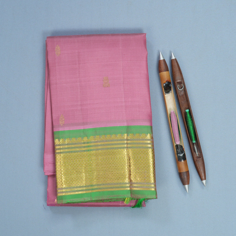 Hayagrivas Rose Pink Pure One-sided border Kanjivaram Silk Saree KBF703G1-20
