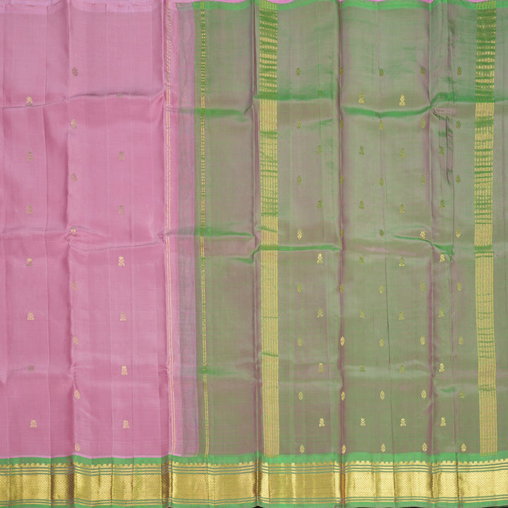 Hayagrivas Rose Pink Pure One-sided border Kanjivaram Silk Saree KBF703G1-20
