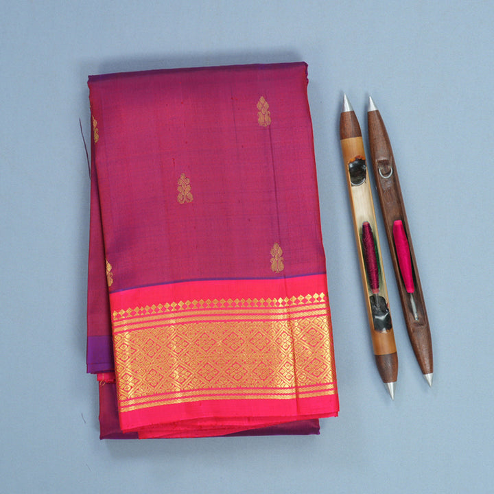 Hayagrivas Rusty Pink Pure One-sided border Kanjivaram Silk Saree KBF703G1-23