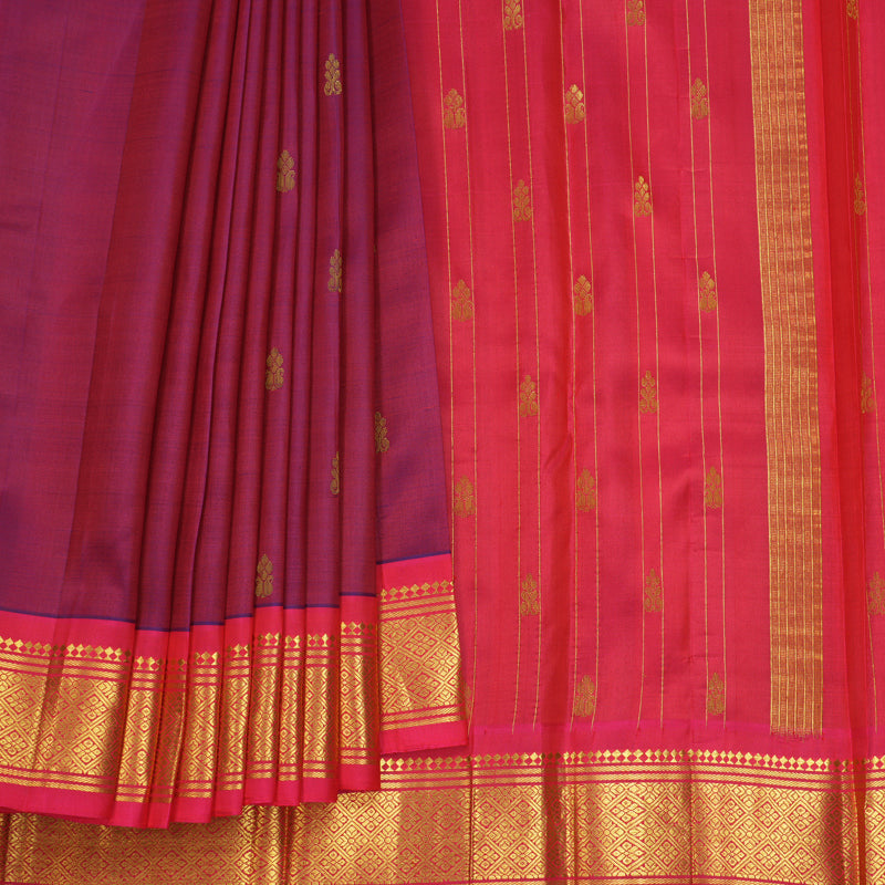 Hayagrivas Rusty Pink Pure One-sided border Kanjivaram Silk Saree KBF703G1-23