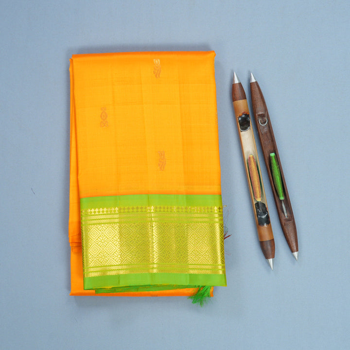 Hayagrivas Mambazham Orange Pure One-sided border Kanjivaram Silk Saree KBF703G1-24