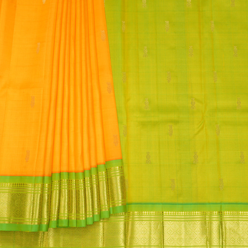 Hayagrivas Mambazham Orange Pure One-sided border Kanjivaram Silk Saree KBF703G1-24