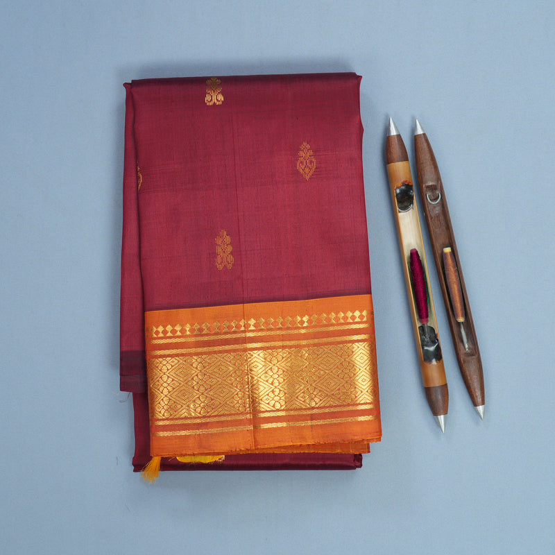 Hayagrivas Maroon Pure One-sided border Kanjivaram Silk Saree KBF703G1-29