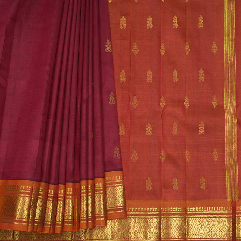 Hayagrivas Maroon Pure One-sided border Kanjivaram Silk Saree KBF703G1-29