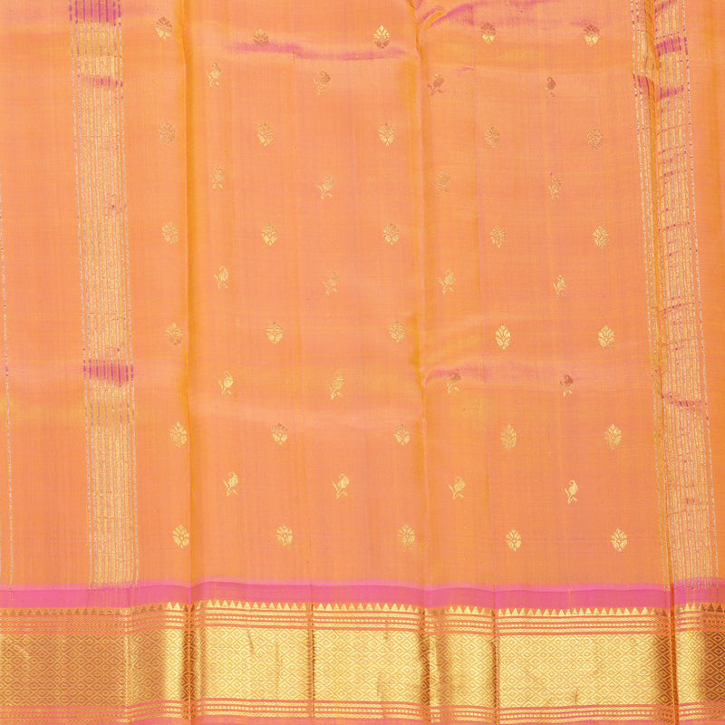 Hayagrivas Fluorescent Green Pure One-sided border Kanjivaram Silk Saree KBF703G1-3