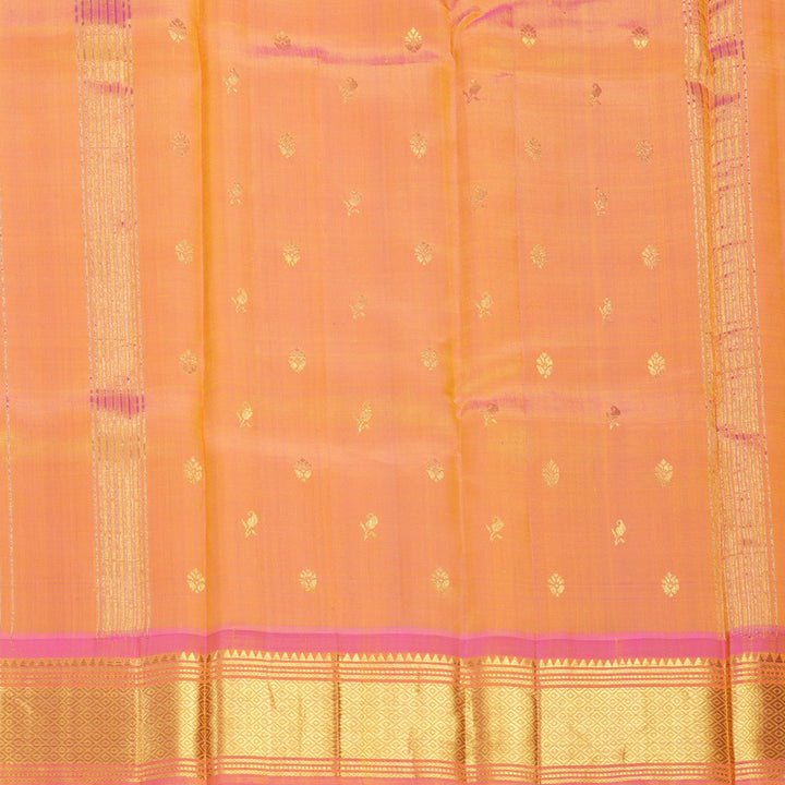 Hayagrivas Fluorescent Green Pure One-sided border Kanjivaram Silk Saree KBF703G1-3