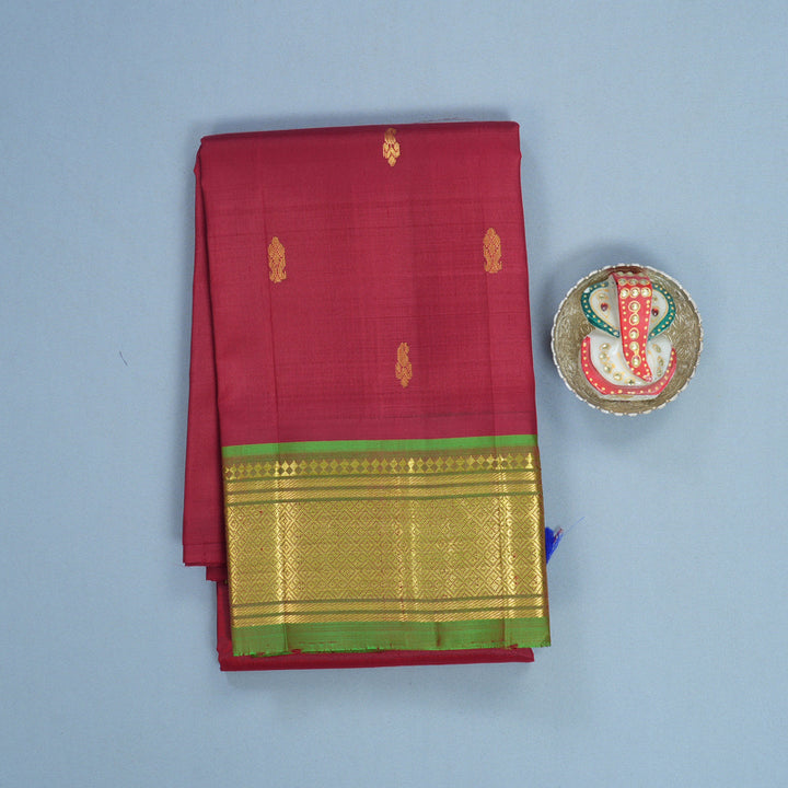Hayagrivas Maroon Pure One-sided border Kanjivaram Silk Saree KBF703G1-30