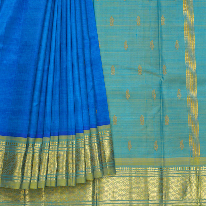Hayagrivas Ananda Blue Pure One-sided Border Kanjivaram Silk Saree KBF703G1-36