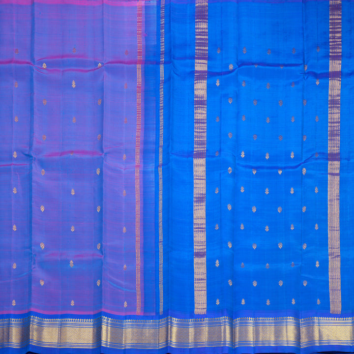 Hayagrivas Blue-Purple Pure One-sided Border Kanjivaram Silk Saree KBF703G1-39