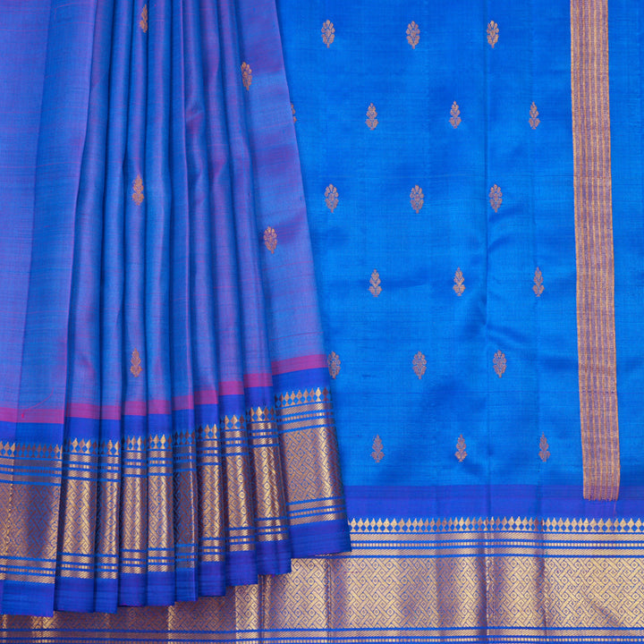Hayagrivas Blue-Purple Pure One-sided Border Kanjivaram Silk Saree KBF703G1-39