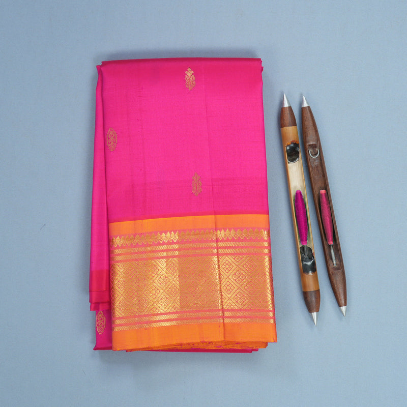 Hayagrivas Rani Pink Pure One-sided border Kanjivaram Silk Saree KBF703G1-4
