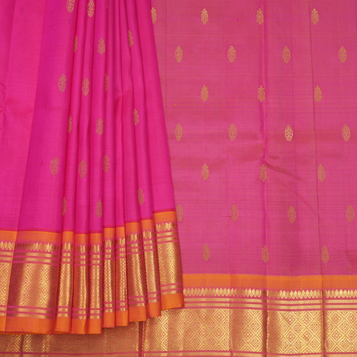 Hayagrivas Rani Pink Pure One-sided border Kanjivaram Silk Saree KBF703G1-4