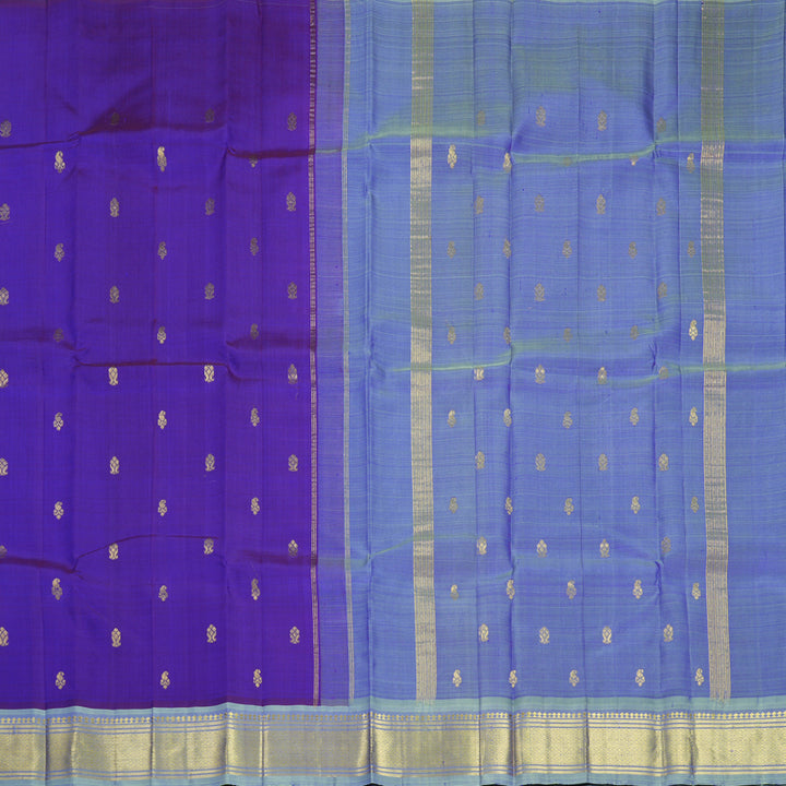 Hayagrivas Purplish-Blue Pure One-sided border Kanjivaram Silk Saree KBF703G1-42