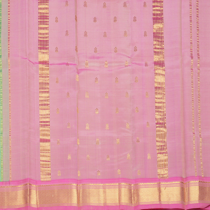 Hayagrivas Pista Green Pure One-sided border Kanjivaram Silk Saree KBF703G1-5