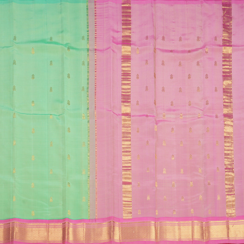 Hayagrivas Pista Green Pure One-sided border Kanjivaram Silk Saree KBF703G1-5