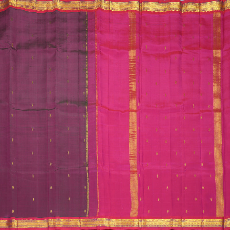 Hayagrivas Handloom Purple Kanjivaram Silk Saree with Pink Border KBF703G2-3