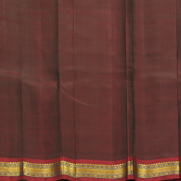 Hayagrivas Handloom Bottle Green Kanjivaram Silk Saree with Araku Maroon Border KBF703G2-7