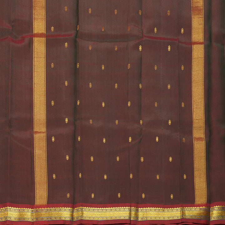 Hayagrivas Handloom Bottle Green Kanjivaram Silk Saree with Araku Maroon Border KBF703G2-7