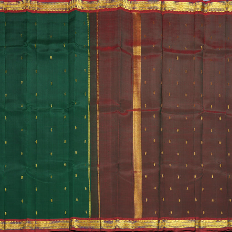 Hayagrivas Handloom Bottle Green Kanjivaram Silk Saree with Araku Maroon Border KBF703G2-7