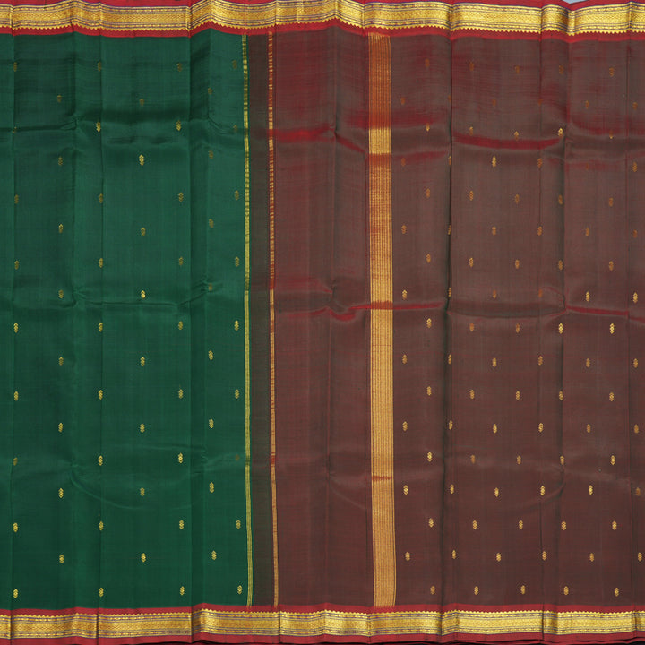 Hayagrivas Handloom Bottle Green Kanjivaram Silk Saree with Araku Maroon Border KBF703G2-7