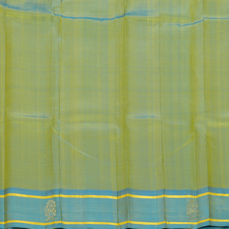 Hayagrivas Handloom Fluorescent Green Kanjivaram Silk Saree with Sky Blue Border KBF703G3-6