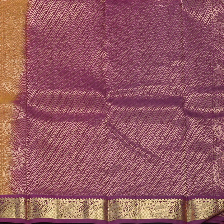 Hayagrivas Handloom Rust Orange Kanjivaram Silk Saree with Burgundy Border KBF703G5-10