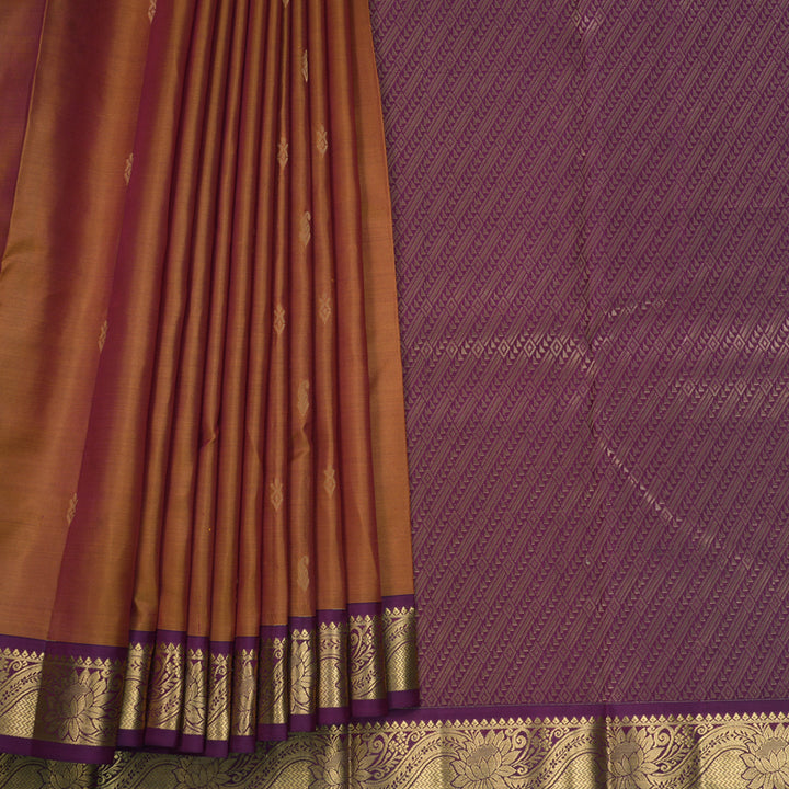 Hayagrivas Handloom Rust Orange Kanjivaram Silk Saree with Burgundy Border KBF703G5-10