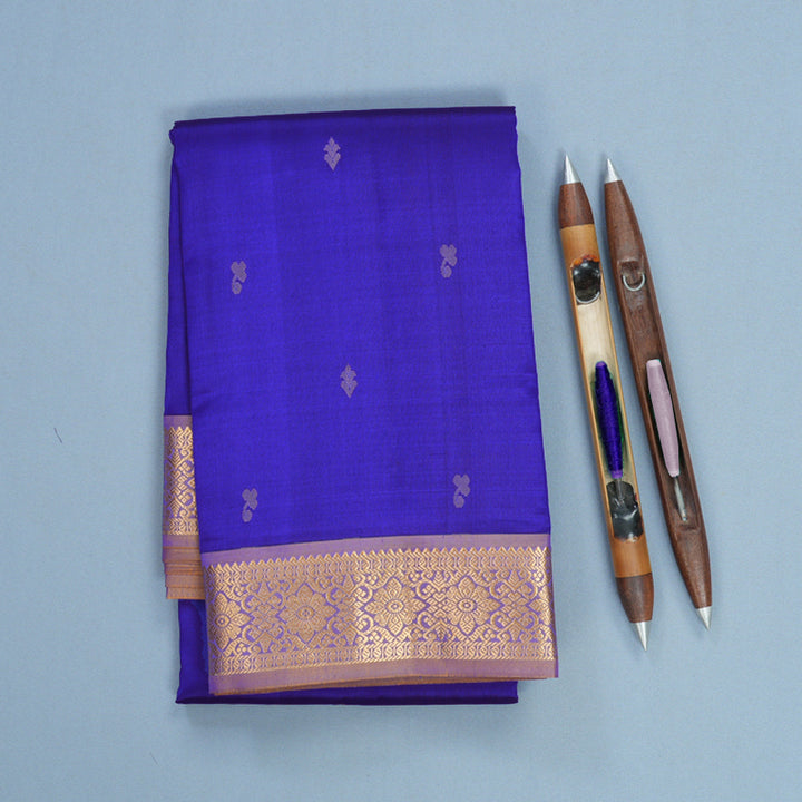 Hayagrivas MS Blue Handloom Kanjivaram Silk Saree KBF703G5-8