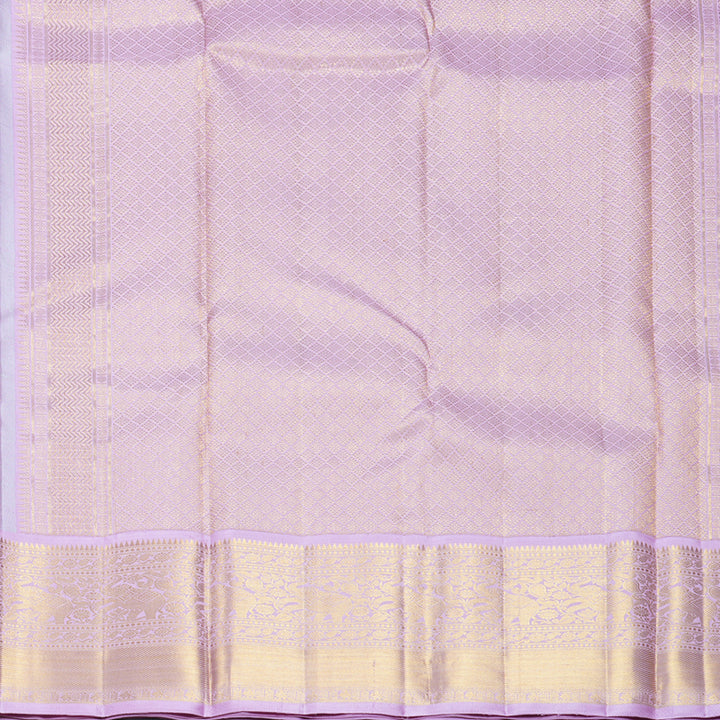 Hayagrivas Handloom Bright Teal Kanjivaram Silk Saree with Lilac Border KBF704G1-1