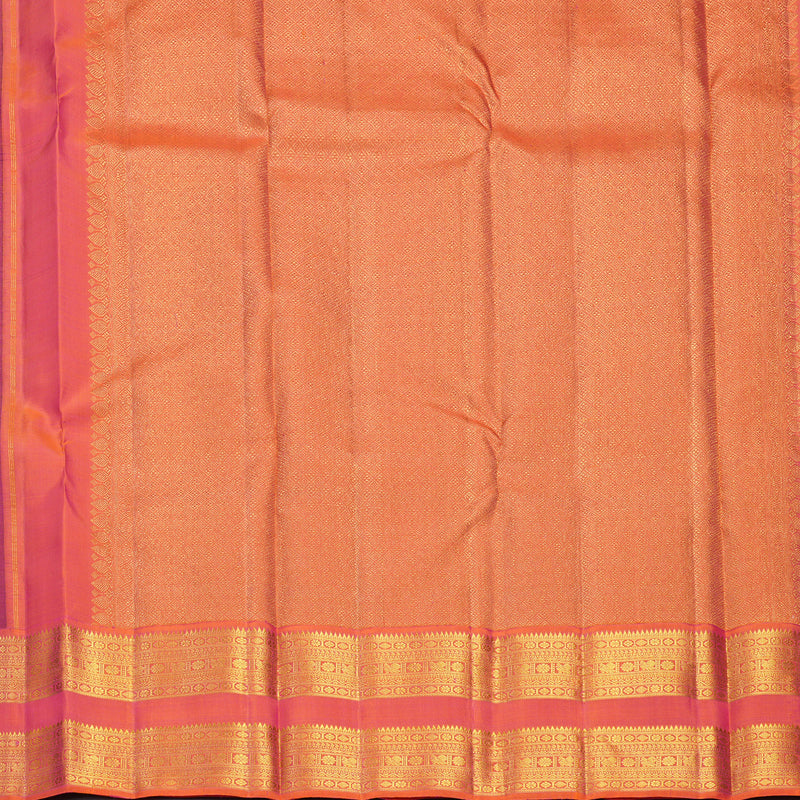 Hayagrivas Handloom Bottle Green Kanjivaram Silk Saree with Orangish-Pink Border KBF704G2-1