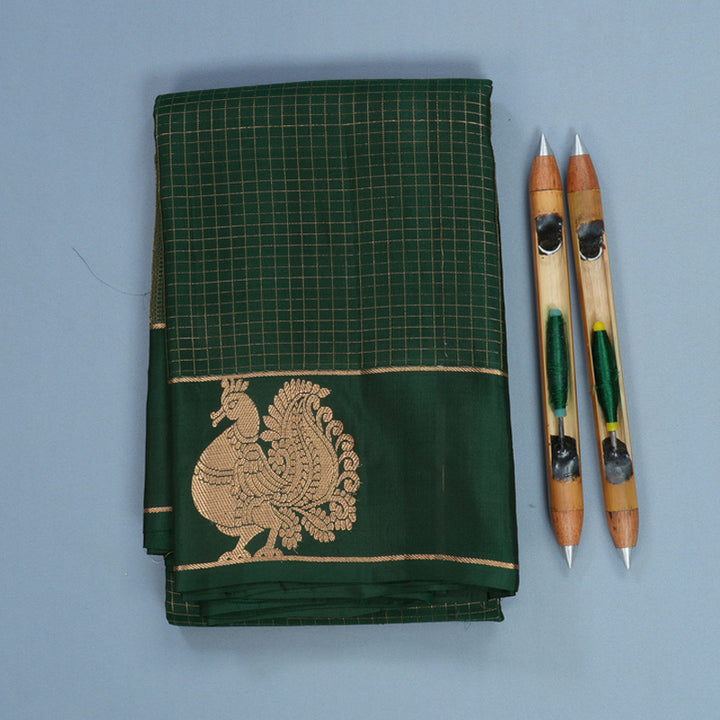 Hayagrivas Handloom Bottle Green Kanjivaram Silk Saree KBF705G2-2