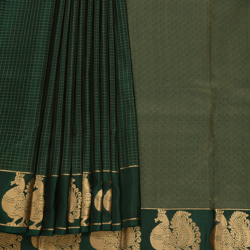 Hayagrivas Handloom Bottle Green Kanjivaram Silk Saree KBF705G2-2